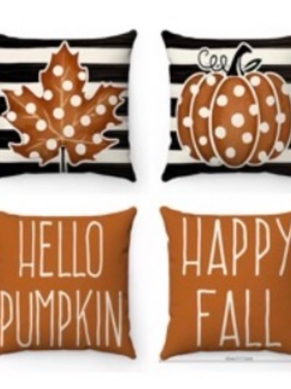 Hello Pumpkin & Happy Fall Decorative Pillow Set - Orange